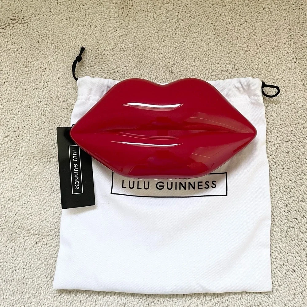 Lulu Guinness red lip clutch bag